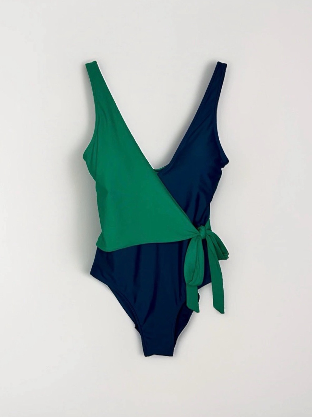 summersalt Two-Tone Wrap One-Piece Swimsuit in Teal & Sea Green - Picture 2 of 3
